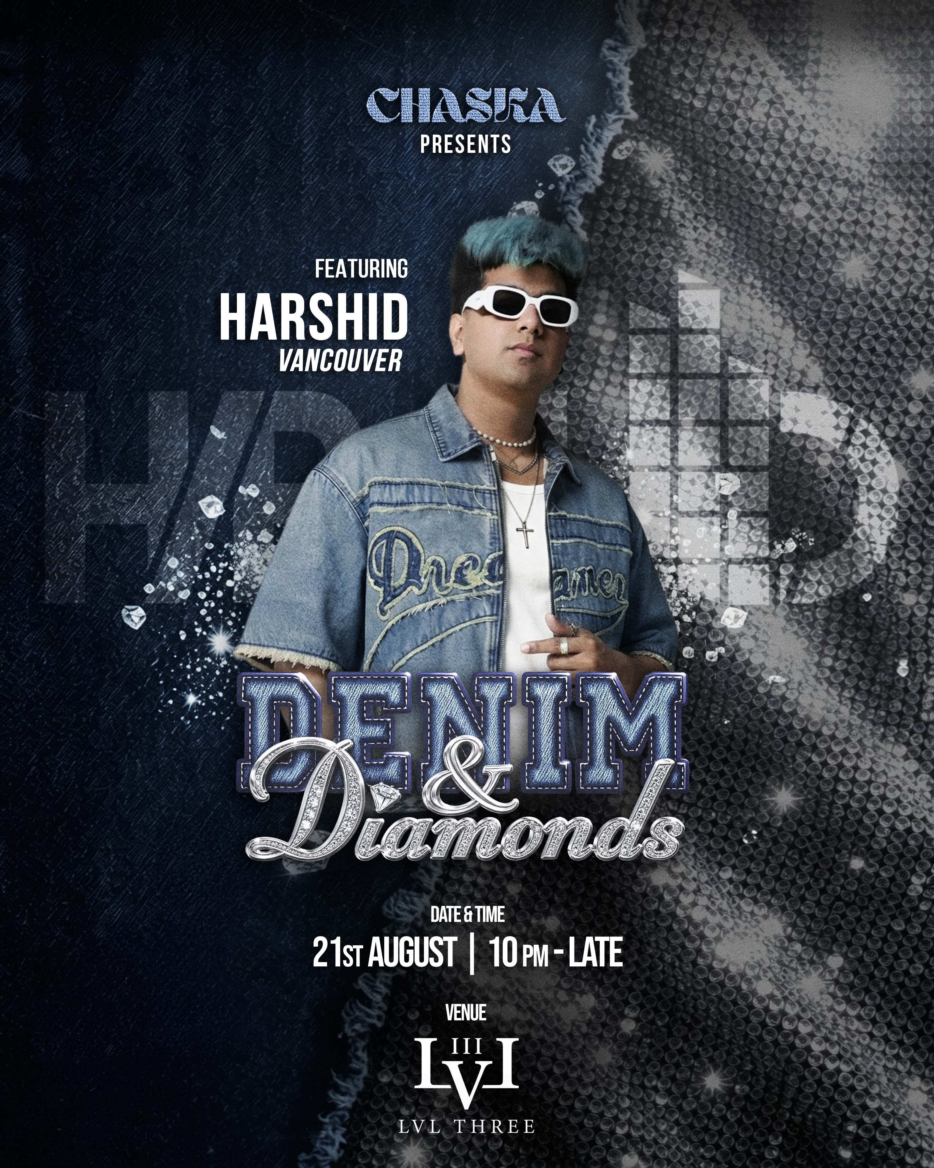Event poster for Denim & Diamonds, LVL Three, Calgary