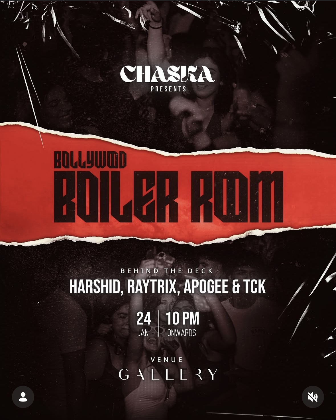 Event poster for Bollywood Boiler Room, Gallery, Vancouver