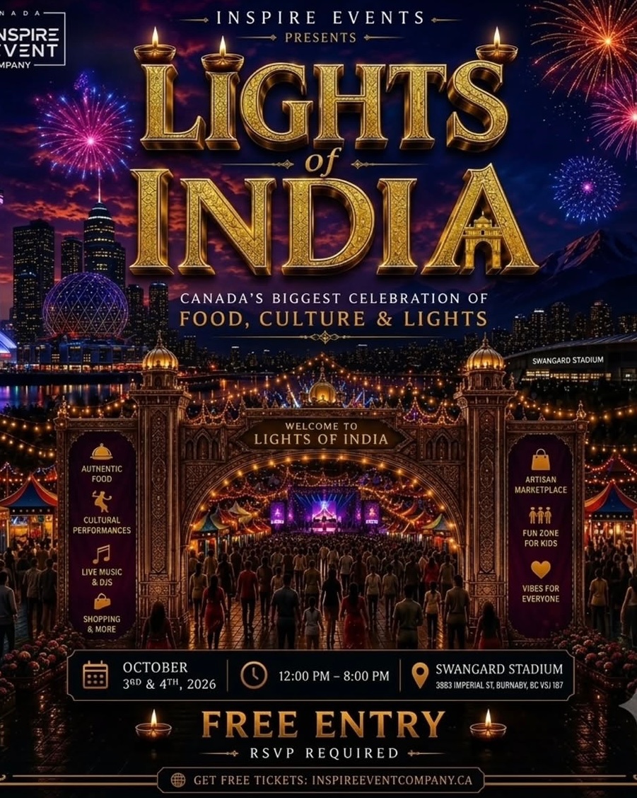 Event poster for Lights Of India @ Day 2, Swangard Stadium, Burnaby